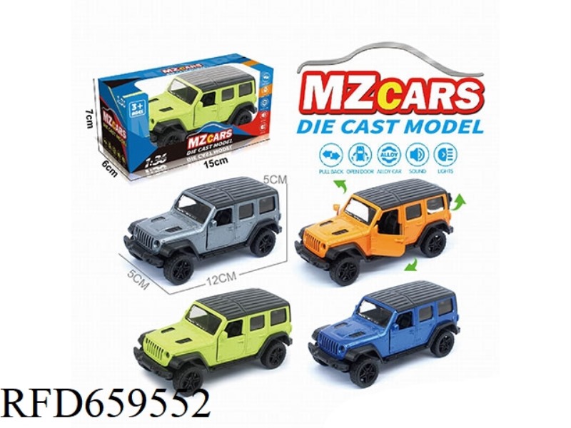 1:36 ALLOY MODEL 3 OPEN DOOR PULL-BACK OFF-ROAD VEHICLE (SOUND & LIGHT VERSION)