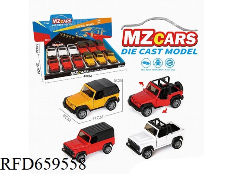 1:36 ALLOY MODEL OFF-ROAD DOOR PULL-BACK CAR 12PCS