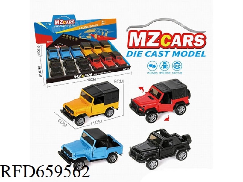 1:36 ALLOY MODEL OFF-ROAD DOOR PULL-BACK CAR 12PCS