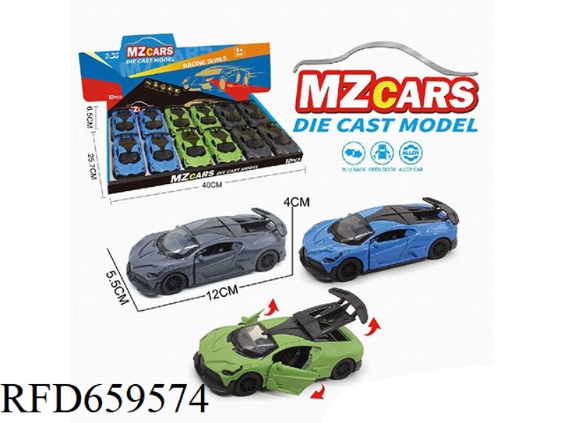 1:36 ALLOY MODEL 3 OPEN DOOR PULL-BACK SPORTS CAR 12PCS
