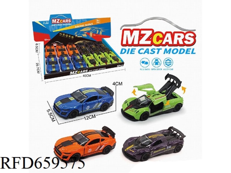 1:36 ALLOY MODEL 3 OPEN DOOR PULL-BACK SPORTS CAR 12PCS