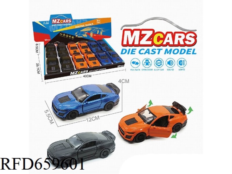 1:36 ALLOY MODEL 3 OPEN DOOR PULL-BACK SPORTS CAR (SOUND AND LIGHT VERSION) 12PCS