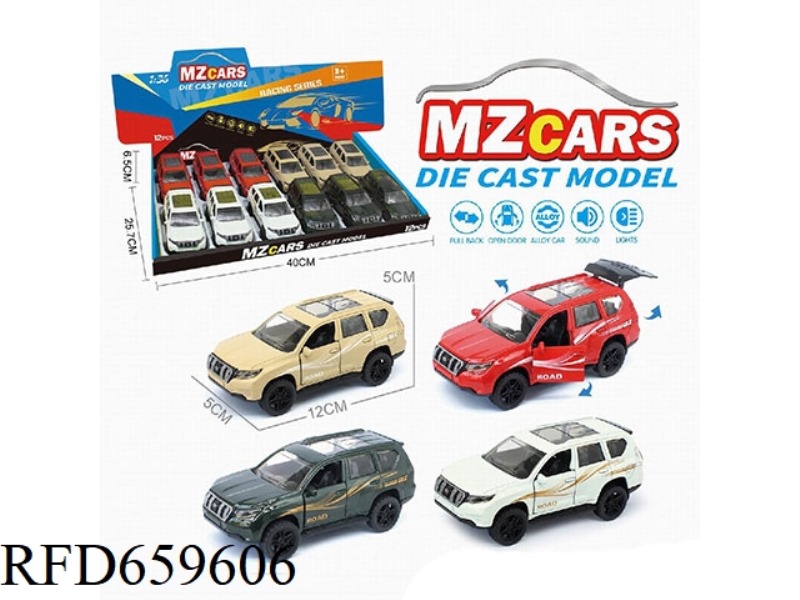 1:36 ALLOY MODEL 3 OPEN DOOR PULL-BACK OFF-ROAD VEHICLE (SOUND AND LIGHT VERSION) 12PCS
