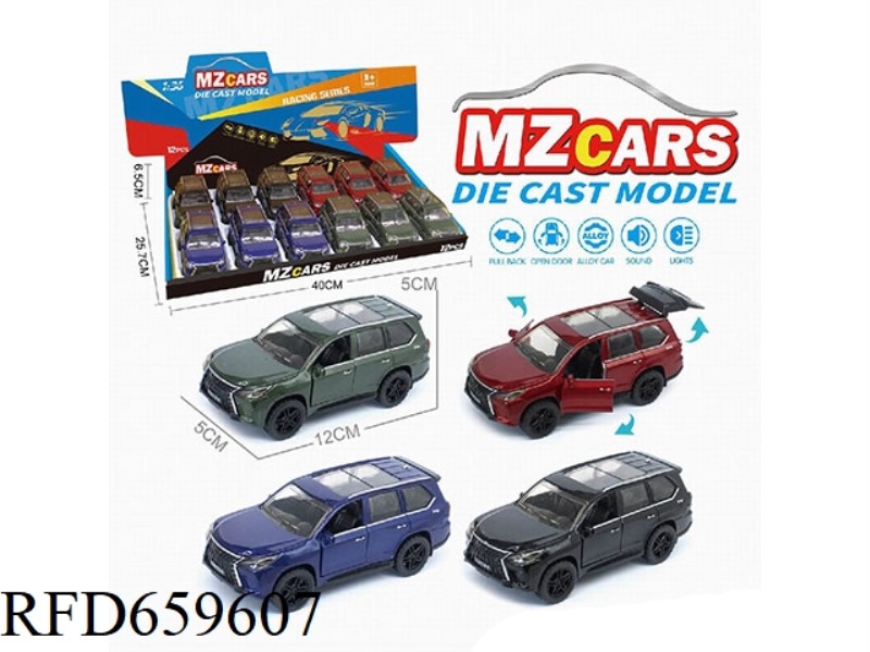 1:36 ALLOY MODEL 3 OPEN DOOR PULL-BACK OFF-ROAD VEHICLE (SOUND AND LIGHT VERSION) 12PCS