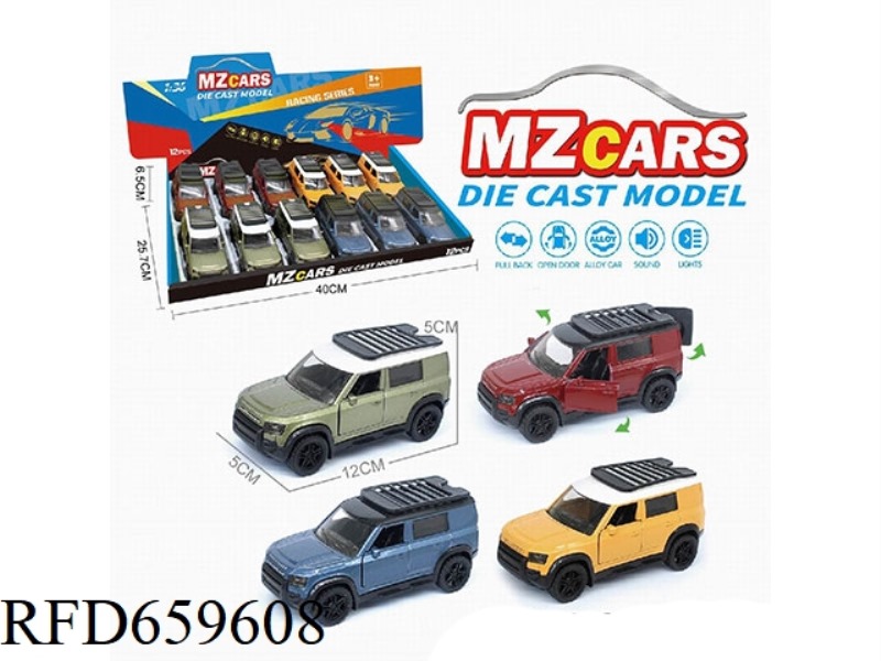 1:36 ALLOY MODEL 3 OPEN DOOR PULL-BACK OFF-ROAD VEHICLE (SOUND AND LIGHT VERSION) 12PCS