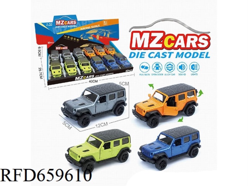 1:36 ALLOY MODEL 3 OPEN DOOR PULL-BACK OFF-ROAD VEHICLE (SOUND AND LIGHT VERSION) 12PCS