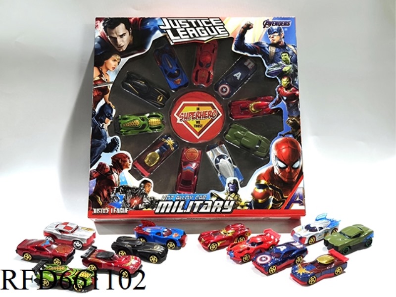 AVENGERS/JUSTICE LEAGUE 1:64 ALLOY CAR 10 SETS OF 12 MODELS MIXED