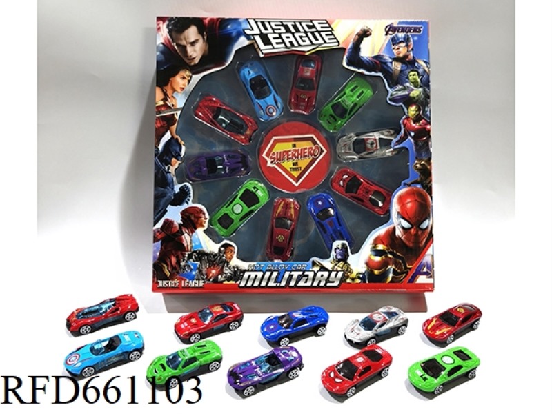 AVENGERS/JUSTICE LEAGUE 1:64 ALLOY CAR 10-PIECE SET