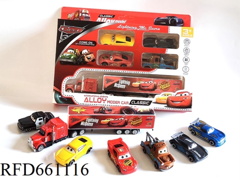 AUTO GENERAL ALLOY CAR 1:64 WITH GOLD TOWING TEAM OF CARS MIXED