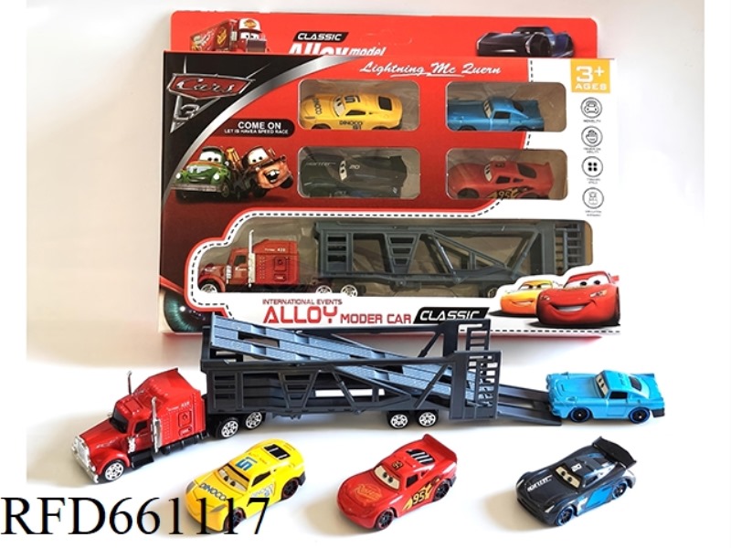 AUTO GENERAL ALLOY CAR 1:64 WITH GOLD TOWING TEAM OF CARS MIXED