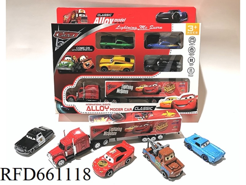 AUTO GENERAL ALLOY CAR 1:64 WITH GOLD TOWING TEAM OF CARS MIXED