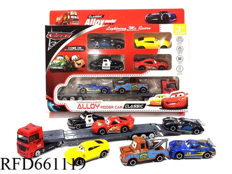 AUTO GENERAL ALLOY CAR 1:64 WITH GOLD TOWING TEAM OF CARS MIXED
