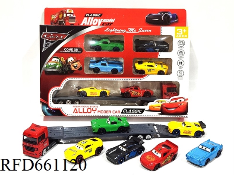 AUTO GENERAL ALLOY CAR 1:64 WITH GOLD TOWING TEAM OF CARS MIXED