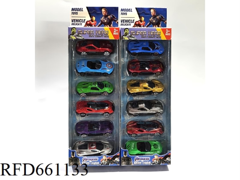 AVENGERS/JUSTICE LEAGUE ALLOY CAR 1:646 SET (2 MIXED)