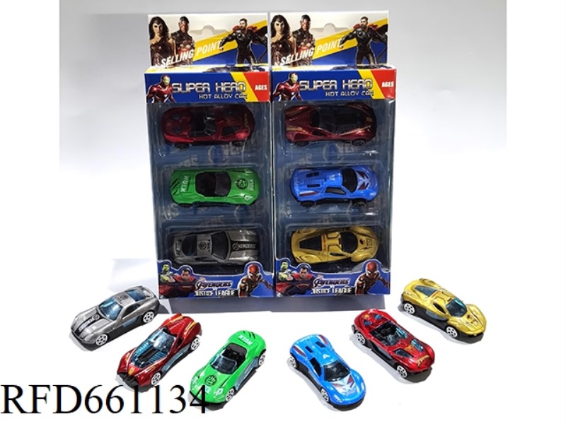AVENGERS 1:64 ALLOY CAR 3-PIECE SET (2 MIXED SETS)