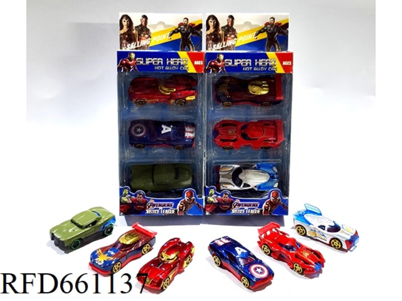 AVENGERS 1:64 ALLOY CAR 3-PIECE SET (2 MIXED SETS)