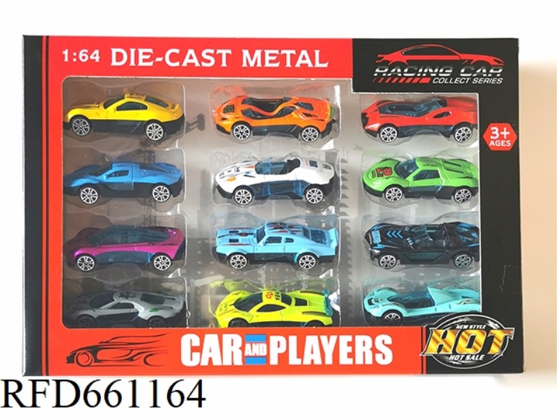 1:64 ALLOY SLIDING SPORTS CAR 12 SETS