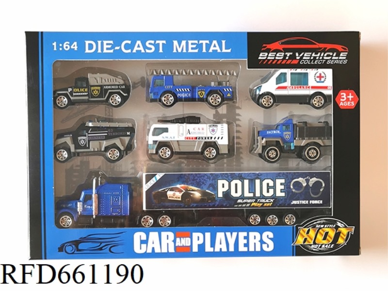 1:64 ALLOY CAR TAXI POLICE CAR WITH GOLD TRACTOR CAR 7 SETS