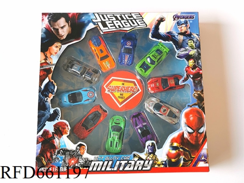 AVENGERS 1:64 ALLOY CAR 10 SET GLIDE FUNCTION