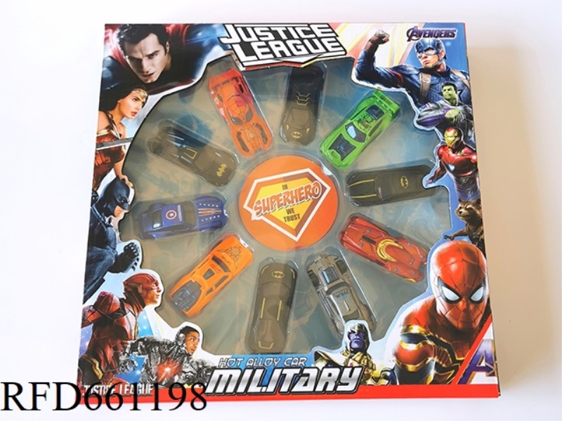 AVENGERS WITH BATMAN 1:64 ALLOY CAR 10 SET GLIDE FUNCTION