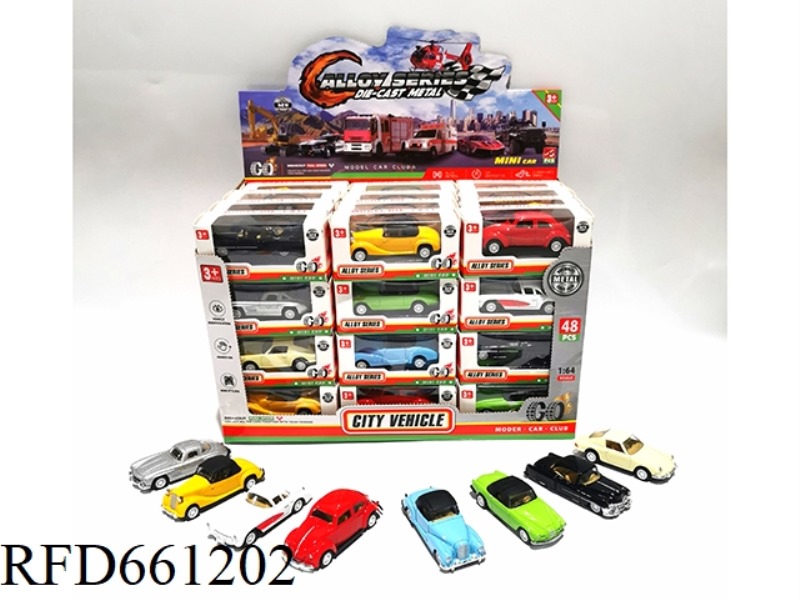 1:60 ALLOY CAR 48PCS RETRO CAR 8 MIXED