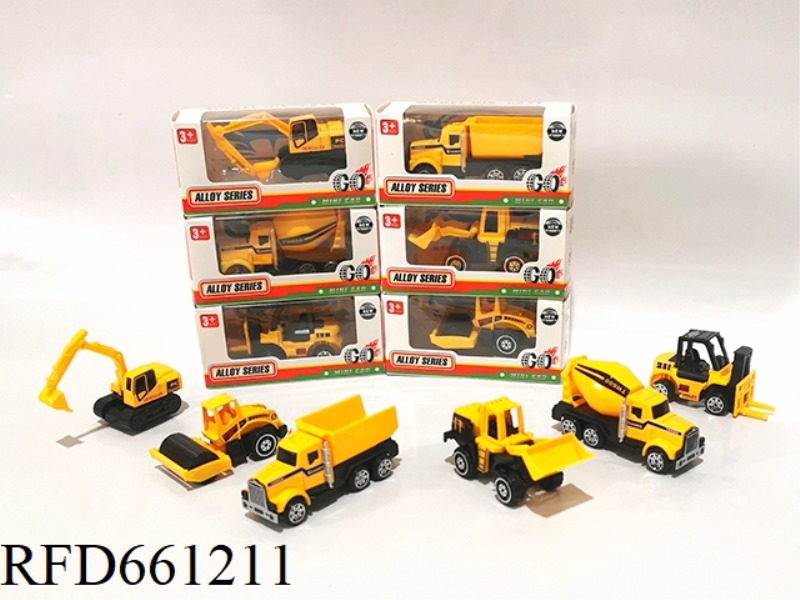 1:64 ALLOY ENGINEERING CAR SLIDING FUNCTION 6 MIXED