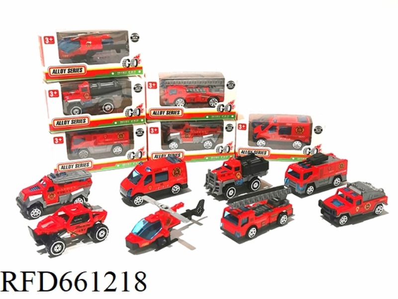 1:64 ALLOY TRUCK FIRE TRUCK WITH AIRCRAFT SET TAXI FUNCTION 8 MIXED