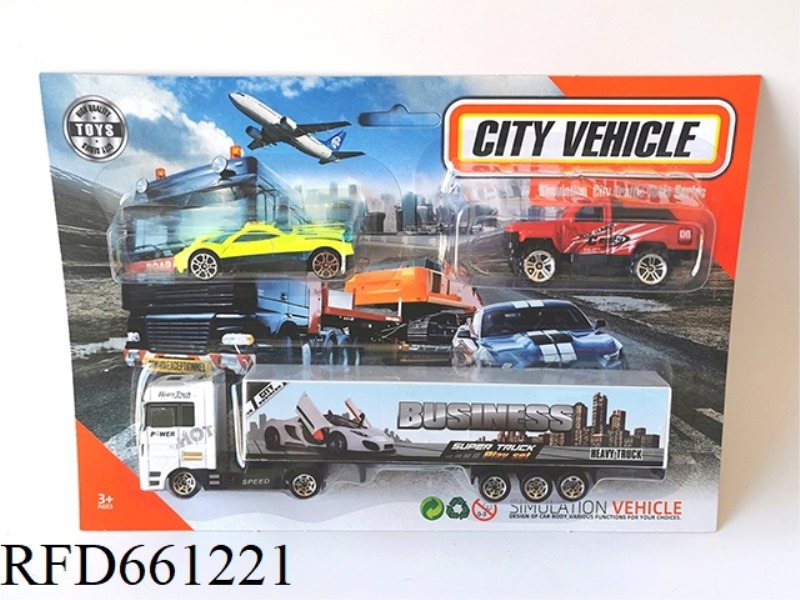 1:64 ALLOY SLIDING TRACTOR CONTAINER TRUCK WITH GOLD SCOOTER (SMALL CAR MIXED)