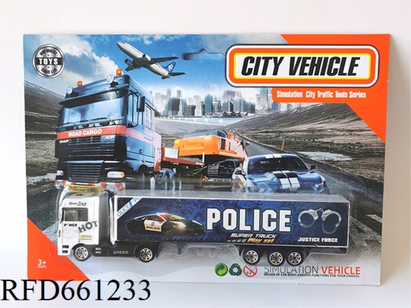 1:64 ALLOY SLIDING TRACTOR POLICE CONTAINER TRUCK