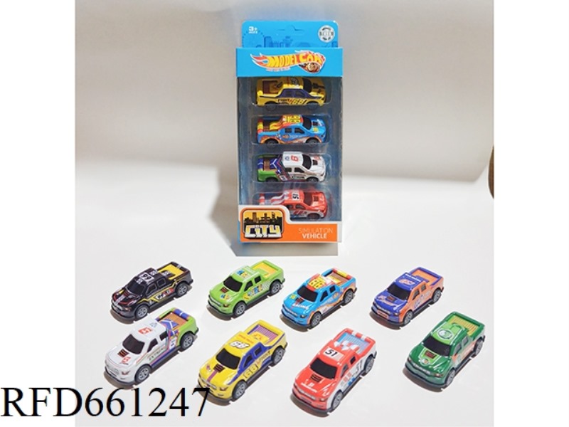 1:64 IRON PULL-BACK PICKUP TRUCK 4 ONLY LOADED 6 MODELS MIXED