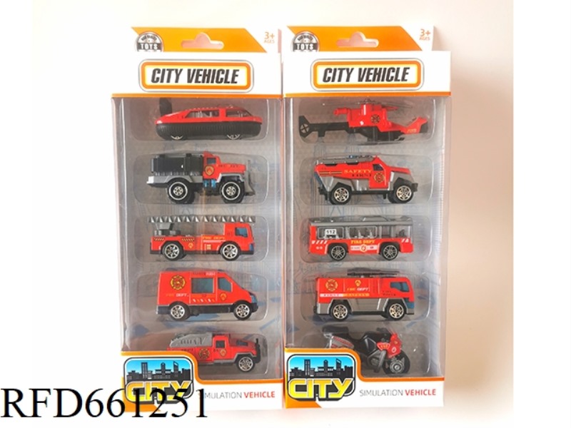 1:64 ALLOY SLIDING FIRE TRUCK/AIRCRAFT 5 SETS 2 MIXED