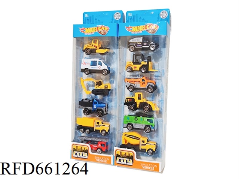 1:64 ALLOY TAXI CITY SERVICE CAR 6 SETS OF 2 MIXED