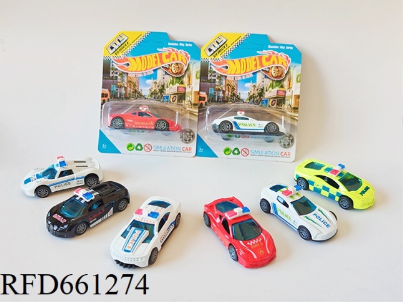 1:64 ALLOY CAR PULL BACK POLICE CAR SET 6 MIXED