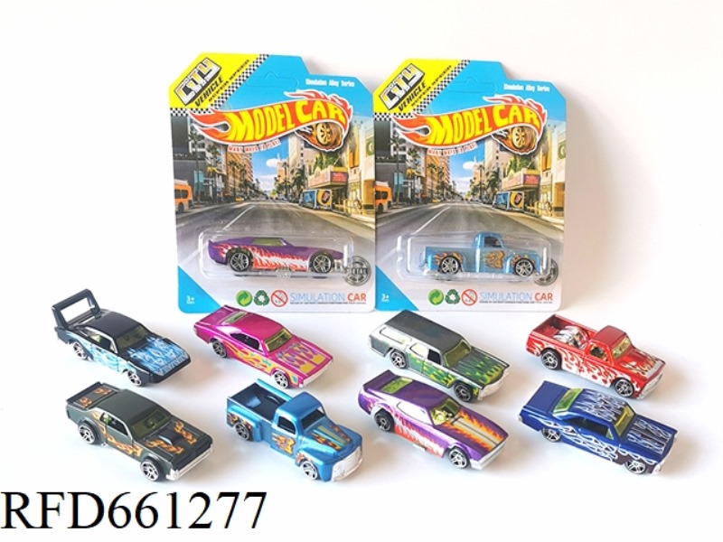 1:64 ALLOY CAR FLAME MUSCLE SCOOTER 8 MIXED