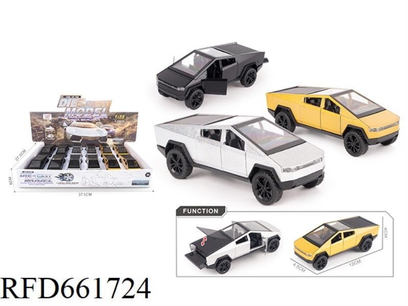 1:32 THREE-DOOR PULL-BACK TESLA PICKUP ALLOY MODEL (12PCS)