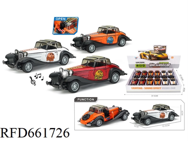 1:32 ALLOY DOOR PULL-BACK LIGHTING MUSIC MERCEDES CLASSIC CAR (12PCS)