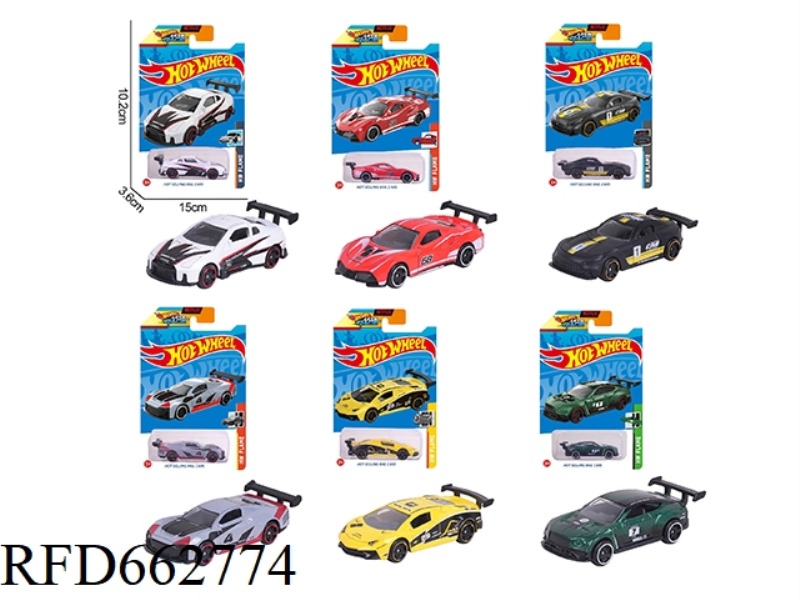 1:64 HOT WHEELS 6 ALLOY PIECES (RACING, SPORTS CAR)