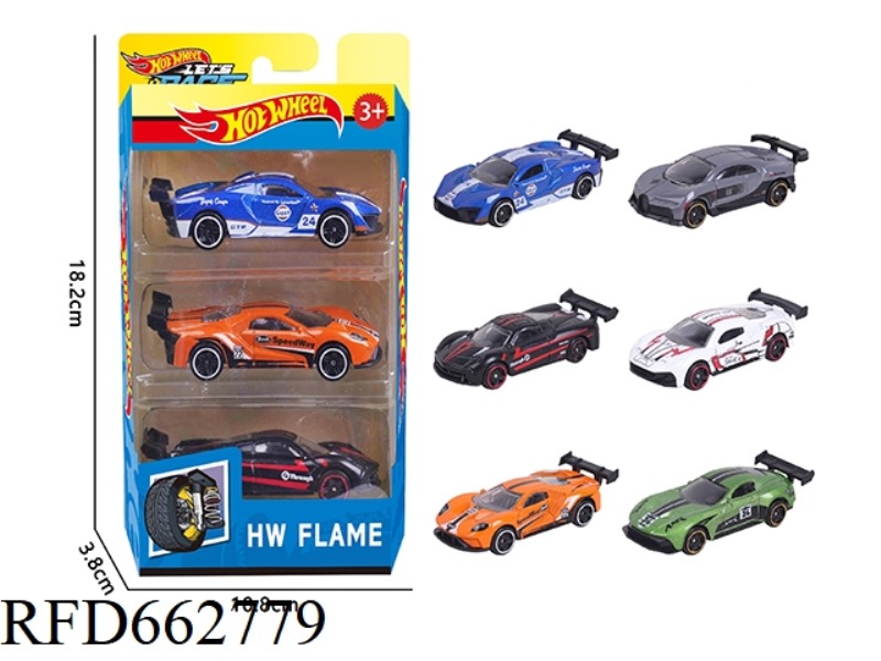 1:64 HOT WHEELS ALLOY 6 MODELS 3 PACKS (RACING, SPORTS CAR)