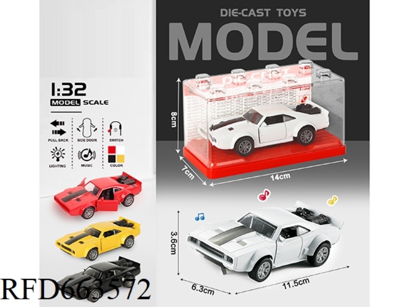 1:32 SIMULATION DODGE A BOILBACK METAL CAR TWO DOORS WITH LIGHTS AND MUSIC