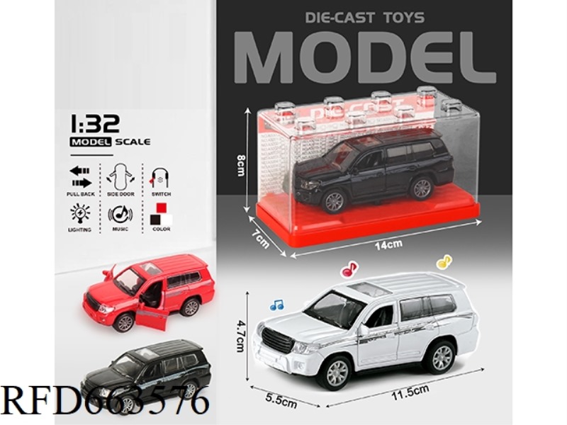 1:32 SIMULATION TOYOTA LANDLUZE 2016 BOILBACK ALLOY CAR TWO DOORS WITH LIGHTS AND MUSIC