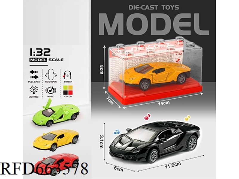 1:32 SIMULATION LAMBORGHINI 700 BOOMERANG CAR WITH TWO DOORS WITH LIGHTS AND MUSIC