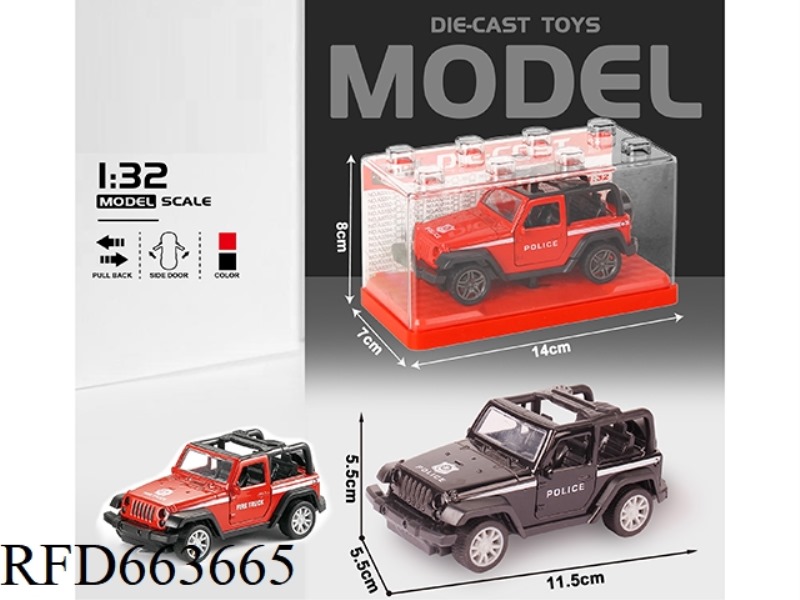 1:32 SIMULATION WRANGLER CONVERTIBLE POLICE CAR BOOMERANG TWO DOORS
