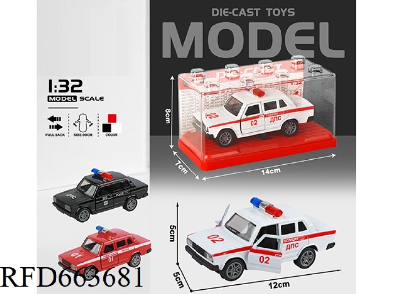 1:32 SIMULATION LADA CAR POLICE CAR BOILBACK ALLOY CAR TWO DOORS