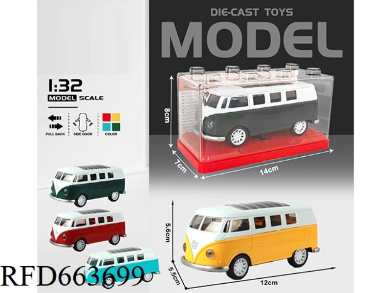 1:32 SIMULATION BUS CLASSIC CAR BOILBACK ALLOY CAR TWO DOORS