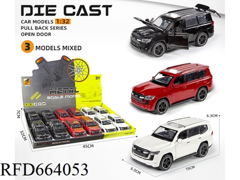 1:32 LAND PATROL LC300 ALLOY MODEL ACOUSTO-OPTICAL COMEBACK 4 OPEN DOOR OFF-ROAD MODEL