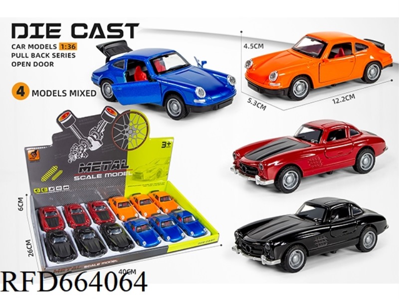 ALLOY MODEL PULL-BACK THREE-DOOR VINTAGE CAR (1:36)