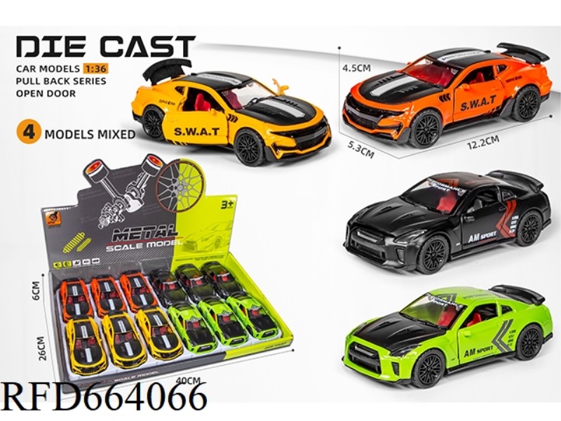 ALLOY MODEL PULL-BACK THREE-DOOR SPORTS CAR - TRACK VERSION (1:36)