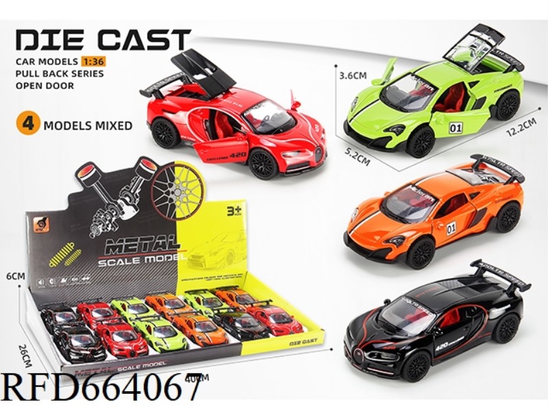 ALLOY MODEL PULL-BACK THREE-DOOR SPORTS CAR - TRACK VERSION (1:36)