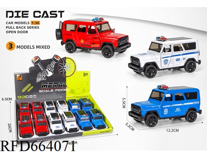1:36 THREE-DOOR ALLOY VAZ OFF-ROAD POLICE CAR MODEL PULL BACK