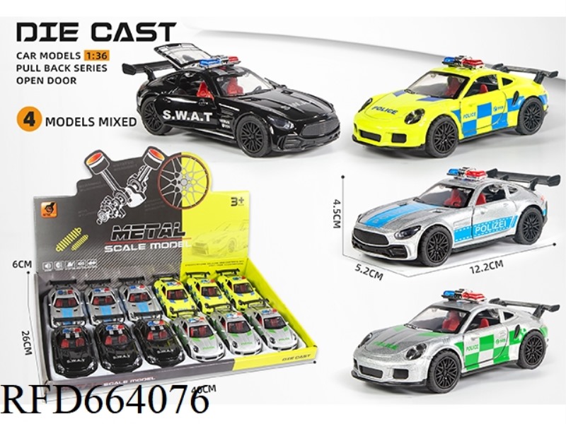ALLOY ACOUSTO-LIGHT 3 DOOR COMEBACK POLICE CAR ACOUSTO-LIGHT (1:36)